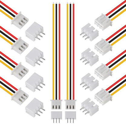 ACEIRMC 10Pairs JST-XH Connector Kit, XH 2.54mm 3 Pin Header Male and Female Connectors Plug Adapter with Flat Wire Cable 200mm 26AWG Compatible with JST XH (3P) - color: 3P