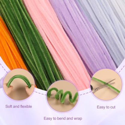 800 PCS Pipe Cleaners Flowers Kit for DIY Flowers & Crafts with 14 Colors