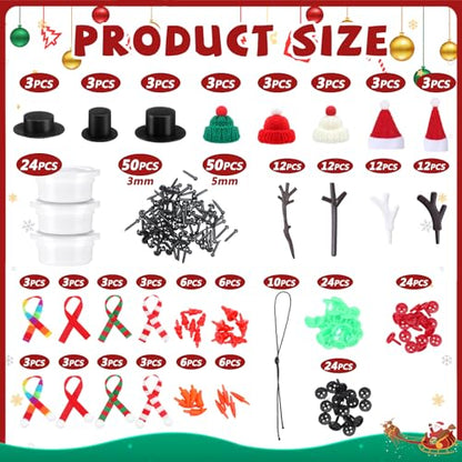 Shappy 48 Pack Build a Snowman Air Dry Clay Kit 326 Pcs Christmas,Snowman - size: 1 inch (Pack of 2)