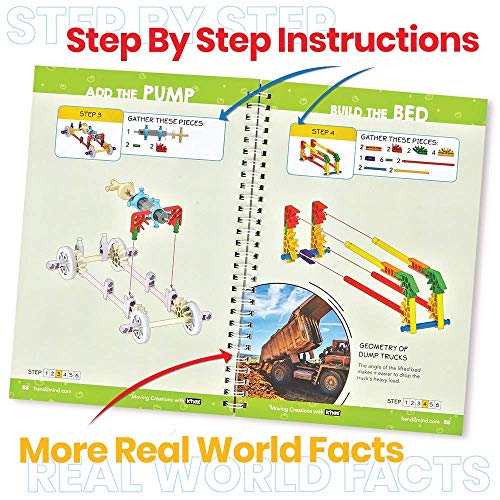 hand2mind Moving Creations with K'NEX, Book and Building Kit for Kids Ages 8-12, 9 Models & 18 Science Experiments, Explore The Science of Air and Water, Homeschool Science Kits
