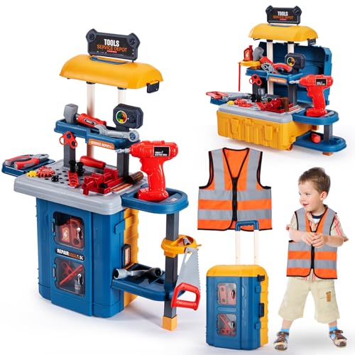 Kids Tool Bench with Tool Box & Electric Drill, Toddler Tool Set - color: Tool Bench Playset