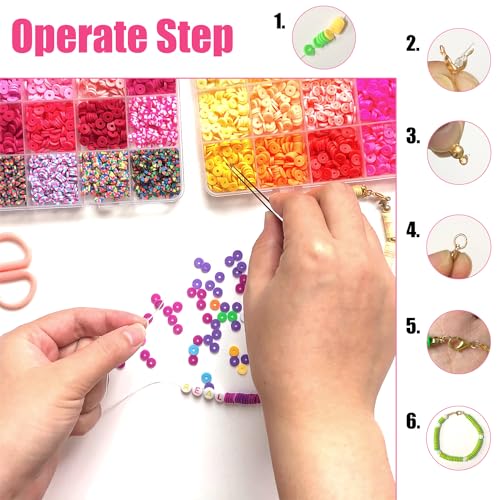 YMSDZHL 7100PCS 48 Color Polymer Clay Beads Friendship Bracelet Making Kit - size: 7100+PCS