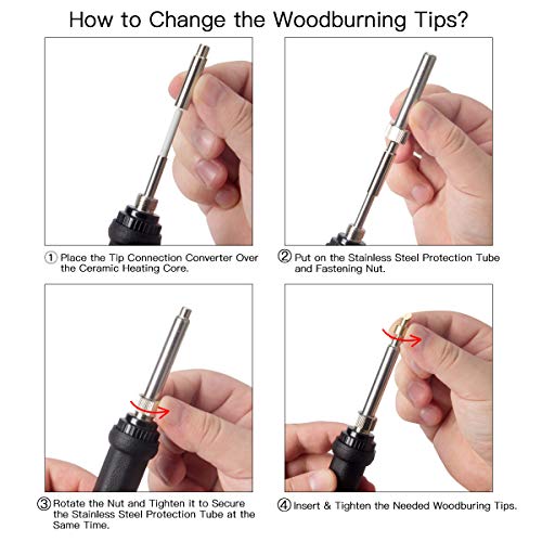Preciva 31Pcs Wood Burning Kit, Professional Wood Burning Tool, 482°F~1382°F Adjustable Temperature Woodburning Pyrography Pen DIY Creative Tools for Embossing/Carving/Soldering - size: 31