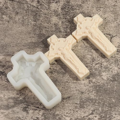 Candle Molds - Silicone Mold for Candles Making, DIY 3D Moulds for Soy Wax, Beeswax, Scented Candle, Valentine's Day Gifts (Crucifix) - color: Crucifix