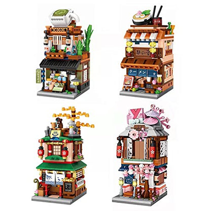 ELAICREE Japanese Street View Shop Building Blocks House Toy, 4 Models Mini DIY Building Blocks Model MOC Construction Toy, Gift for 6-12 Years Old Kid Girls and Boys - color: 4 Models