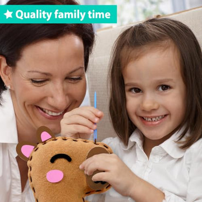 KRAFUN Beginner Sewing Kit, Sew Capybara & Orange, Pre-Cut Felt, Ages 5+ - color: Capybara