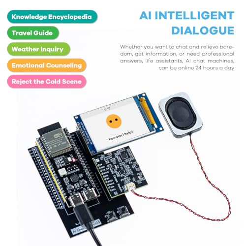 LAFVIN AI Chatbot Kit for ESP32-S3, Preloaded OpenAI & Deepseek Voice Assistant Projects, Voice Wake-up & Real-time Interruption, Suitable for Learning AI and IoT Projects.