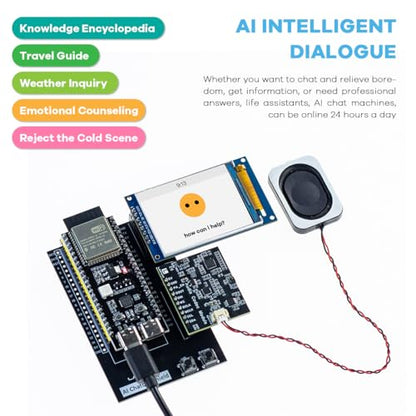 LAFVIN AI Chatbot Kit for ESP32-S3, Preloaded OpenAI & Deepseek Voice Assistant Projects, Voice Wake-up & Real-time Interruption, Suitable for Learning AI and IoT Projects.