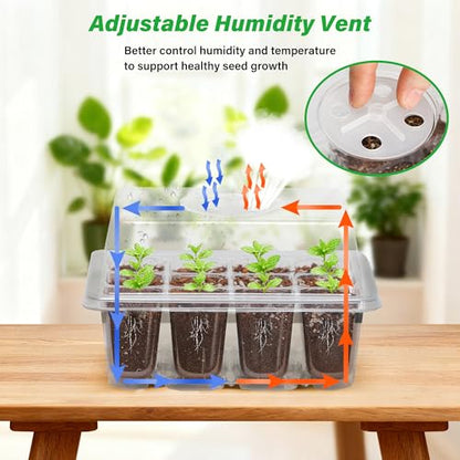 Bonviee 5-Pack Seed Starter Trays, Humidity Dome, Base, 12-Cell Tray, Clear - color: Clear, size: 5 Packs