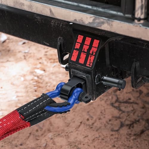 Nilight 3/4" Anti-Theft D Ring Shackle Hitch Receiver 2" Solid Towing Kit | 45000 LBs Breaking Strength 5/8" Trailer Hitch Lock Pin Heavy Duty Solid Towing Kit for Trucks Off Road Blue&Black - color: Hitch w/ Lock Pin Black Blue