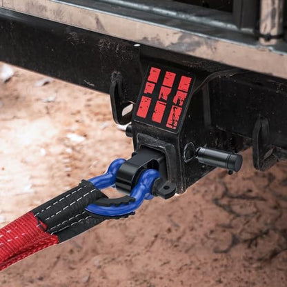 Nilight 3/4" Anti-Theft D Ring Shackle Hitch Receiver 2" Solid Towing Kit | 45000 LBs Breaking Strength 5/8" Trailer Hitch Lock Pin Heavy Duty Solid Towing Kit for Trucks Off Road Blue&Black - color: Hitch w/ Lock Pin Black Blue