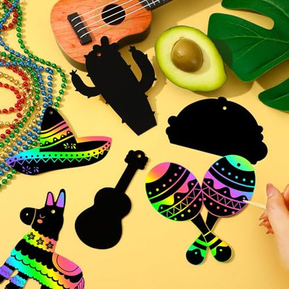 36 PCS Cinco de Mayo Crafts for Kids, Mexican Scratch Art Party Favors - style: Cinco De Mayo Style