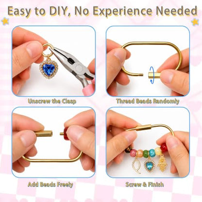 Kasmena 350+ Pcs DIY Bag Charm & Keychain Making Kit with Beads and Charms - size: 350+ PCS