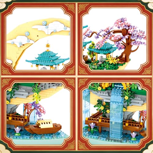HJPLPXH Moon Palace Cherry Blossom Landscape Micro Building Set for Adults
