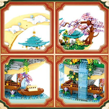 HJPLPXH Moon Palace Cherry Blossom Landscape Micro Building Set for Adults