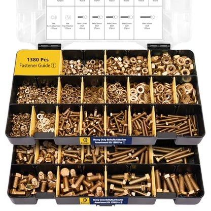 Bonost 1380pcs Nuts and Bolts Assortment Kit, Zinc Plated, Grade 8.8 M4-M8