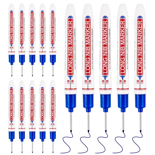 15 Pcs Long Nib Marker Pens with 20 mm Long Head Nose Tip, Blue - color: Blue
