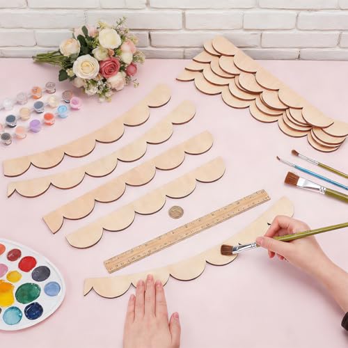 OLYCRAFT 10Pcs Unfinished Arch Decorative Wood Trim Scalloped Wood Trim Pre-Cut Wood Molding Scalloped Edge Decorative Wood Molding Trim for Home Wall Cabinet Shelf Window Door -36x60 Inch - style: Scalloped
