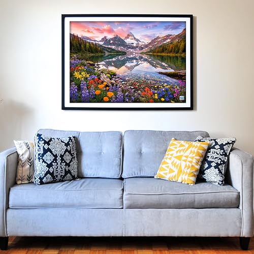 Think2Master Glacier Lake Reflections 1000 Pieces Large Format Jigsaw Puzzle: 13+, Teens, Adults & Families. Rocky Mountains Alpine Lake. Great Gift for Nature, Hiking, Camping. Size: 26.8” X 18.9” - style: Glacier Lake Reflections