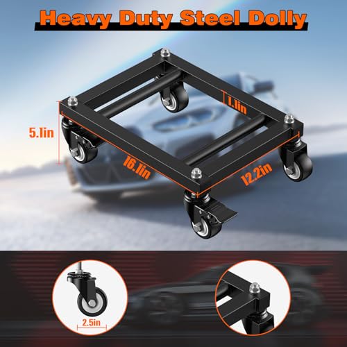 Heavy Duty Car Wheel Dolly, Car Dolly Set 2 Pack, Portable Moving Dolly for Motorcycles, Boats,Cars, ATV, SUV, etc.