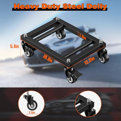 Heavy Duty Car Wheel Dolly, Car Dolly Set 2 Pack, Portable Moving Dolly for Motorcycles, Boats,Cars, ATV, SUV, etc.