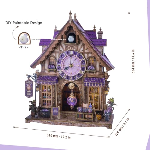 3D Puzzle for Adults Clock - Magic Bookshop Cuckoo Clock Model Kit - color: Magic Bookshop