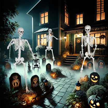 7.9ft Halloween Giant Skeleton, Tall Outdoor Skeleton with Full Body Posable Joints, Scary Plastic Large Skeleton for Halloween Haunted House Spooky Scene Decorations - size: 1p 7.9ft