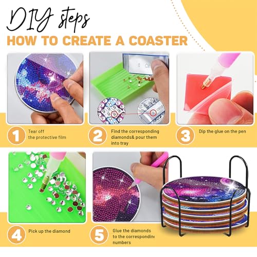 8 pcs Diamond Painting Coasters | Diamond Art Coasters | Galaxy and Nebula Diamond Art Painting | Perfect Art Craft Gift for Galaxy Lover, Dad, Mom, Grandparents, Brother, Sister. - color: Galaxy