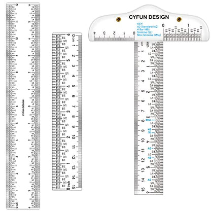 6/12inch Clear Acrylic Ruler 3 Pack Zero-Centering Ruler with Inches & Metric Measuring Tool Square and T-Shape Straight Edge Ruler Paper Cutting Craft Supplies School Supplies for Students,Office - color: 3PCS Clear Acrylic Ruler
