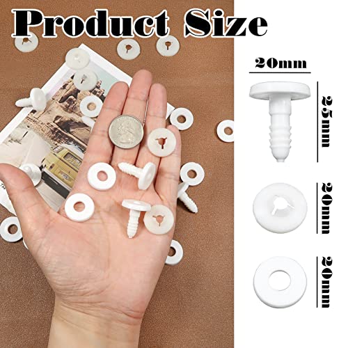 TOAOB 20 Set 20mm Joints for Amigurumis Crochet White Movable Plastic Animals Safety Joints for Crochet Accessories Stuffed Animals Crafts Puppets Limbs and Arm Leg Neck Joints Making - size: 20mm