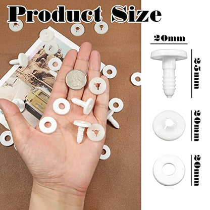 TOAOB 20 Set 20mm Joints for Amigurumis Crochet White Movable Plastic Animals Safety Joints for Crochet Accessories Stuffed Animals Crafts Puppets Limbs and Arm Leg Neck Joints Making - size: 20mm