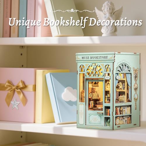 Fsolis Book Nook Kit - 3D Wooden Puzzles for Adults (Muse Bookstore) - color: Muse Bookstore