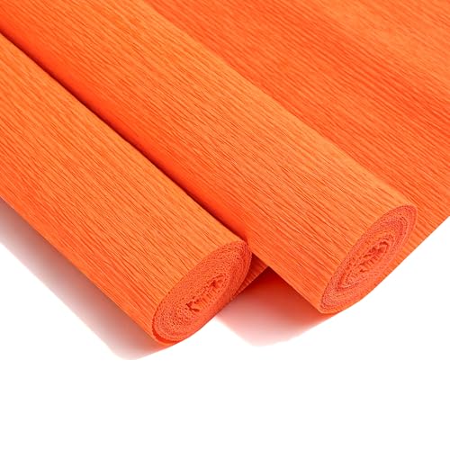 Heavy Crepe Paper for Flower Making, DIY Crafts | Italian-Quality Crepe Paper with 300% Stretch | Papel Crepe de Colores Paquete - color: Bright Orange, size: Long (17")