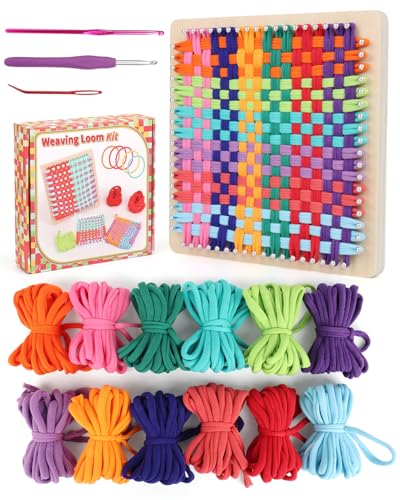 Weaving Loom Kit, Wooden Potholder Loom Kit with Step-by-Step Instruction - size: Large Loom