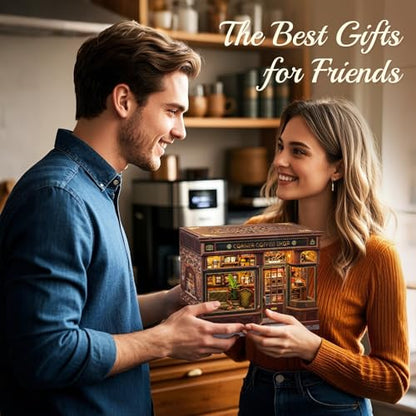 CUTEBEE Book Nook Kit, DIY Miniature House Coffee Shop Dollhouse