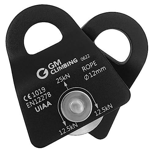 GM CLIMBING Micro Prusik Minding Pulley 25kN CE UIAA Certified 12mm Single Pulley Mobile Side Plates for Arborist Rigging Climbing Rescue - color: One Unit | Black
