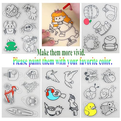 Heat Shrink Plastic Sheets Shrink Film Papers Kit Patterned Sheets Frosted Shrink Paper Sheet 171 PCS DIY Ornaments Keychains Making for Creative Art and Craft (8 x 5.7inch)