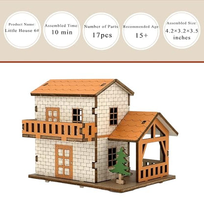 Log Cabin 3D Wooden House Puzzle,DIY Mini Building Model Kit，002 - color: 002