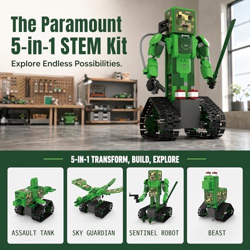 RC Robot Building Kit, 5in1 STEM Coding Robot Toy with APP & Remote Control