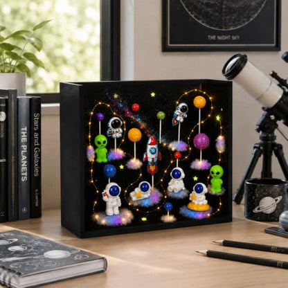 Cinrobiye 67 PCS Galaxy Diorama Scene Kit, 3D Solar System Model Project Set, Outer Space Planet Foam Craft Kit with Astronauts, Rocket and Space-Themed Decorations for School Science Arts Projects