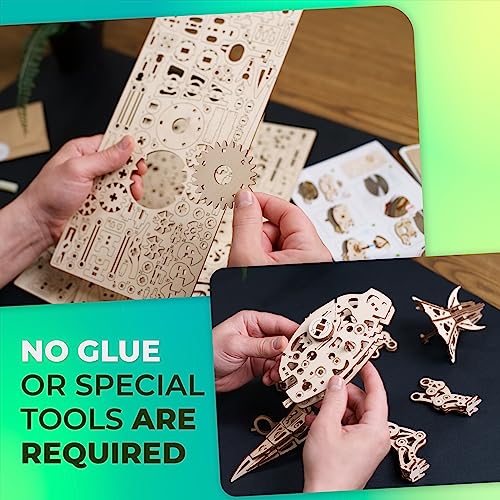 UGEARS Triceratops Dinosaur 3D Wooden Puzzles for Adults - Wooden Models Kits for Adults Dinosaur Model Kit Dino Wood Puzzle Animal Models for Adult Brain Teaser, Hobby Set