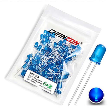 CHANZON 100 pcs 5mm Blinking Blue LED Diode Lights 1.5Hz Flashing - color: H) Diffused Blue (100pcs)