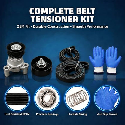Serpentine Belt Tensioner Idler Pulley Kit with EPDM Belts Compatible with Chevy Silverado 1500 Avalanche Tahoe 2009-2013, GMC Sierra 1500 Yukon 2010-2013, Hummer H2 H3 2009, Replace 39083, 36299 - size: 39083+36299+4PK902+6PK2370