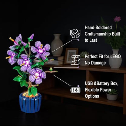 Vaodest Led Light for Lego 10372 Hibiscus Flowers,Design and Configuration Compatible with Model 10372(Led Light Only, Not Building Block Kit) - style: 10372 Hibiscus Flowers Set