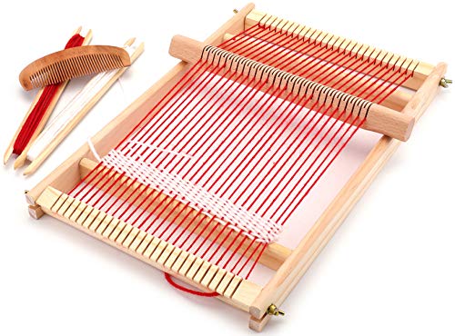 Yesland Weaving Loom Kit for Beginners - Large Wooden Frame Loom 15.6" with Shuttle, Comb & Yarn - Multi-Craft Tapestry Weaving for Kids & Adults - size: 15.6 x 9.75 x 1.25 inches