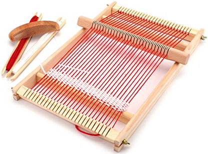 Yesland Weaving Loom Kit for Beginners - Large Wooden Frame Loom 15.6" with Shuttle, Comb & Yarn - Multi-Craft Tapestry Weaving for Kids & Adults - size: 15.6 x 9.75 x 1.25 inches