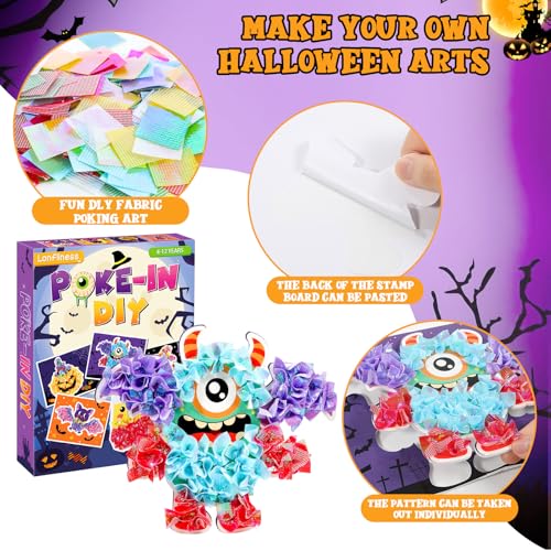 Lonfliness 8 Pcs Halloween Poke in Craft Kits for Kids Mess Free DIY Art - style: Halloween