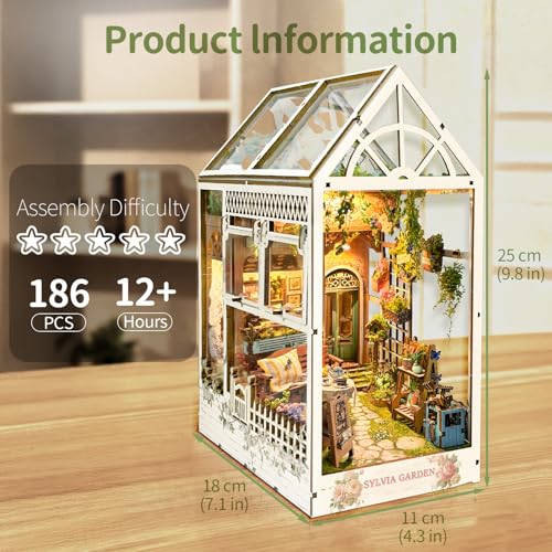 BELEEV Book Nook Kit for Adult and Teens,3D Wooden Puzzle (Sylvia Garden) - color: Sylvia Garden