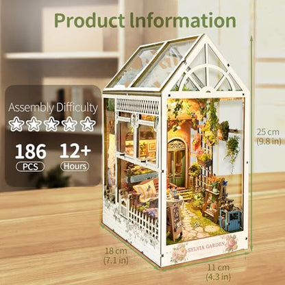 BELEEV Book Nook Kit for Adult and Teens,3D Wooden Puzzle (Sylvia Garden) - color: Sylvia Garden