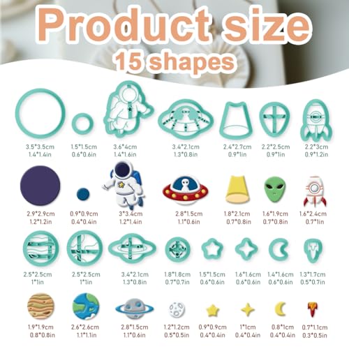 15Pcs Space Polymer Clay Cutters Cosmic Clay Earrings Cutters Astronauts Polymer Jewelry Cutter for Earrings Making Birthday Party DIY Supplies - style: Astronaut